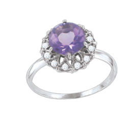 Damenring mit Amethyst und Zirkonia 