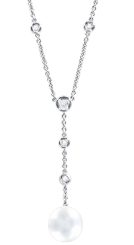 Necklace with pearl and zirconia 45 cm