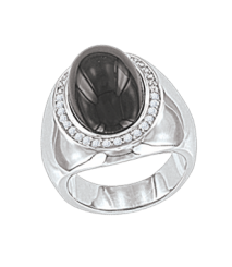 Damenring mit Onyx und Zirkonia 