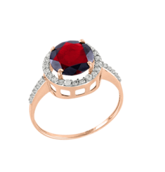Damenring mit Granat und Zirkonia 