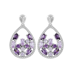 Ohrstecker rhodiniert mit Amethyst 