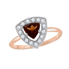 Women's ring with garnet and zirconia 