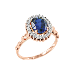 Damenring mit Saphir und Zirkonia 