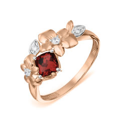 Damenring mit Granat und Zirkonia 