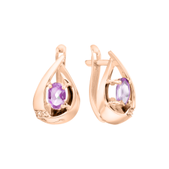 Earrings with amethysts and zirconia 
