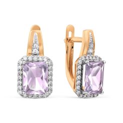 Earrings with amethysts and zirconia 