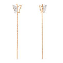 Earrings as pull-through “butterfly” with zirconia 
