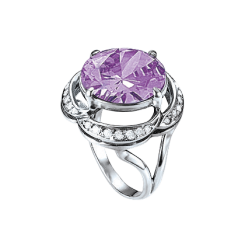 Damenring mit Amethyst und Zirkonia 