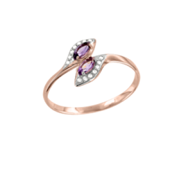 Damenring mit Amethyst und Zirkonia 