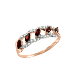 Damenring mit Granat und Zirkonia 