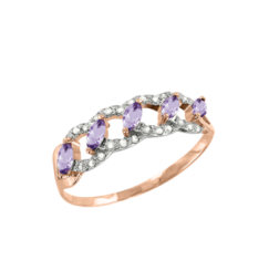 Damenring mit Amethyst und Zirkonia 