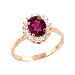 Damenring mit Rhodolith und Zirkonia 