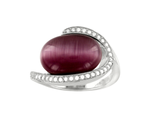 Damenring mit Zirkonia und Katzenauge 