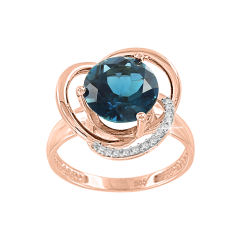 Damenring Topas London Blue und Zirkonia 