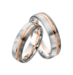 Wedding ring - red gold, silver, palladium 