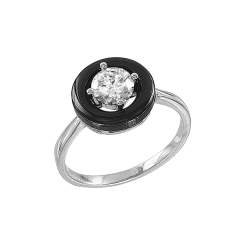 Damenring mit Zirkonia und Keramik 