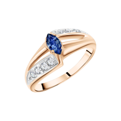 Кольцо с сапфиром и фианитами 
