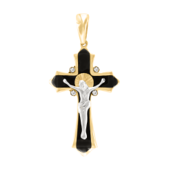 Pendant cross with enamel and zirconia 