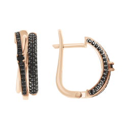 Серьги с черными фианитами 