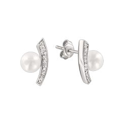 Stud earrings with pearls and zirconia 