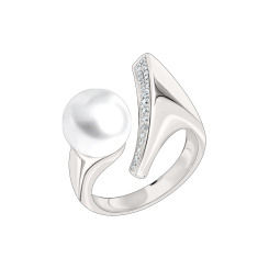 Women's ring with pearl and zirconia 