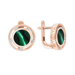 Earrings with zirconia and green enamel 