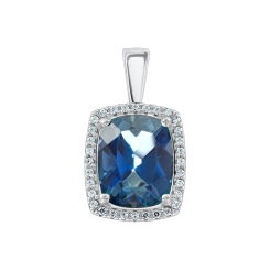 Pendant with London blue topaz and zirconia 
