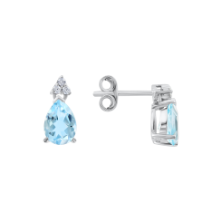 Серьги-пуссеты c топазом Sky и фианитами 