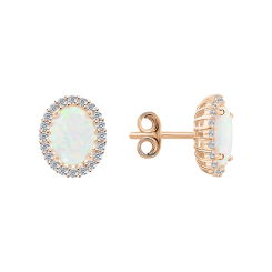 Stud earrings with opal and zirconia 