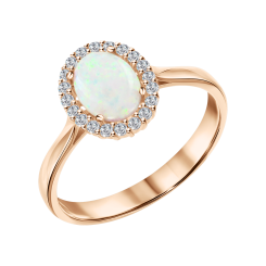 Women's ring with opal and zirconia 