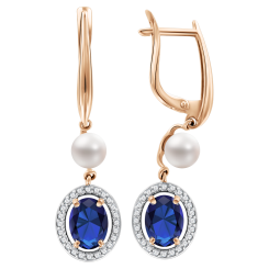 Серьги с жемчугом и фианитами 