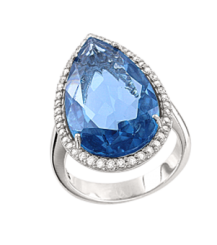 Женское кольцо с топазом и фианитами 