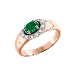 Ladies ring with diamonds and emerald 