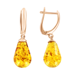 Gilded earrings with amber 