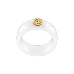 Women's ring in white ceramic with diamond 