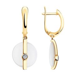 Ohrhänger aus weißen Keramik mit Brillanten 