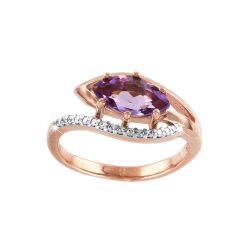 Damenring mit Amethyst und Zirkonia 