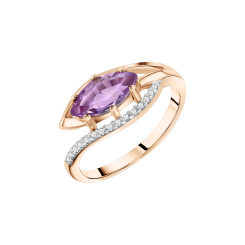 Кольцо с аметистом и фианитами 