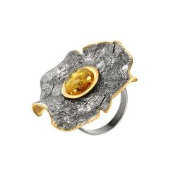 Damenring mit Bernstein und Vergoldung 