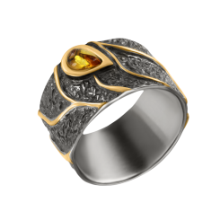 Damenring vergoldet mit Bernstein 