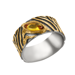 Damenring mit Bernstein und Vergoldung 