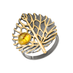 Damenring vergoldet mit Bernstein 