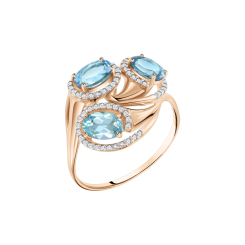 Women's ring with topaz and zirconia 