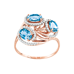 Кольцо с фианитами и топазами 