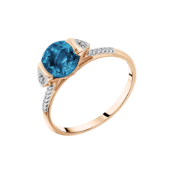 Women's ring with topaz and zirconia 