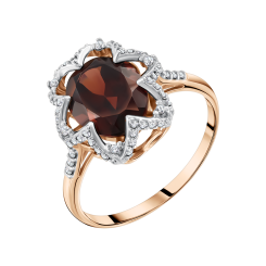 Women's ring with garnet and zirconia 