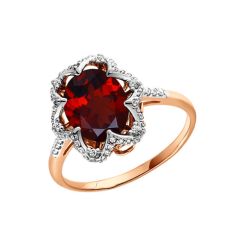 Damenring mit Granat und Zirkonia 