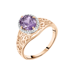 Women's ring with with amethyst and zirconia 