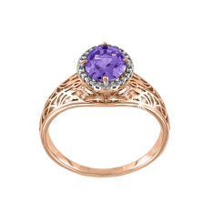 Women's ring with with amethyst and zirconia 