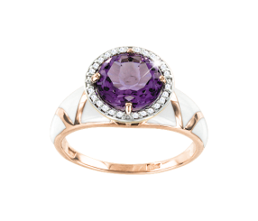 Damenring mit Amethyst und Zirkonia 